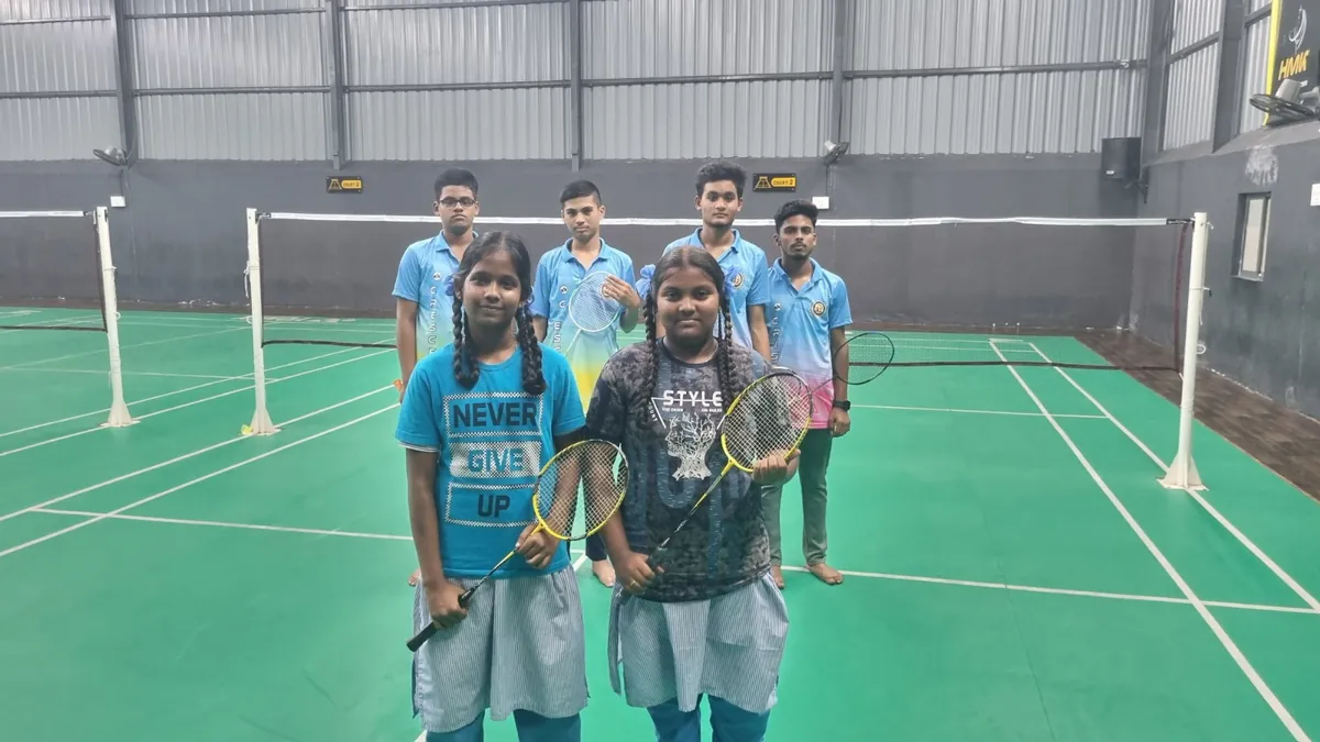 Crescent students on the school badminton court