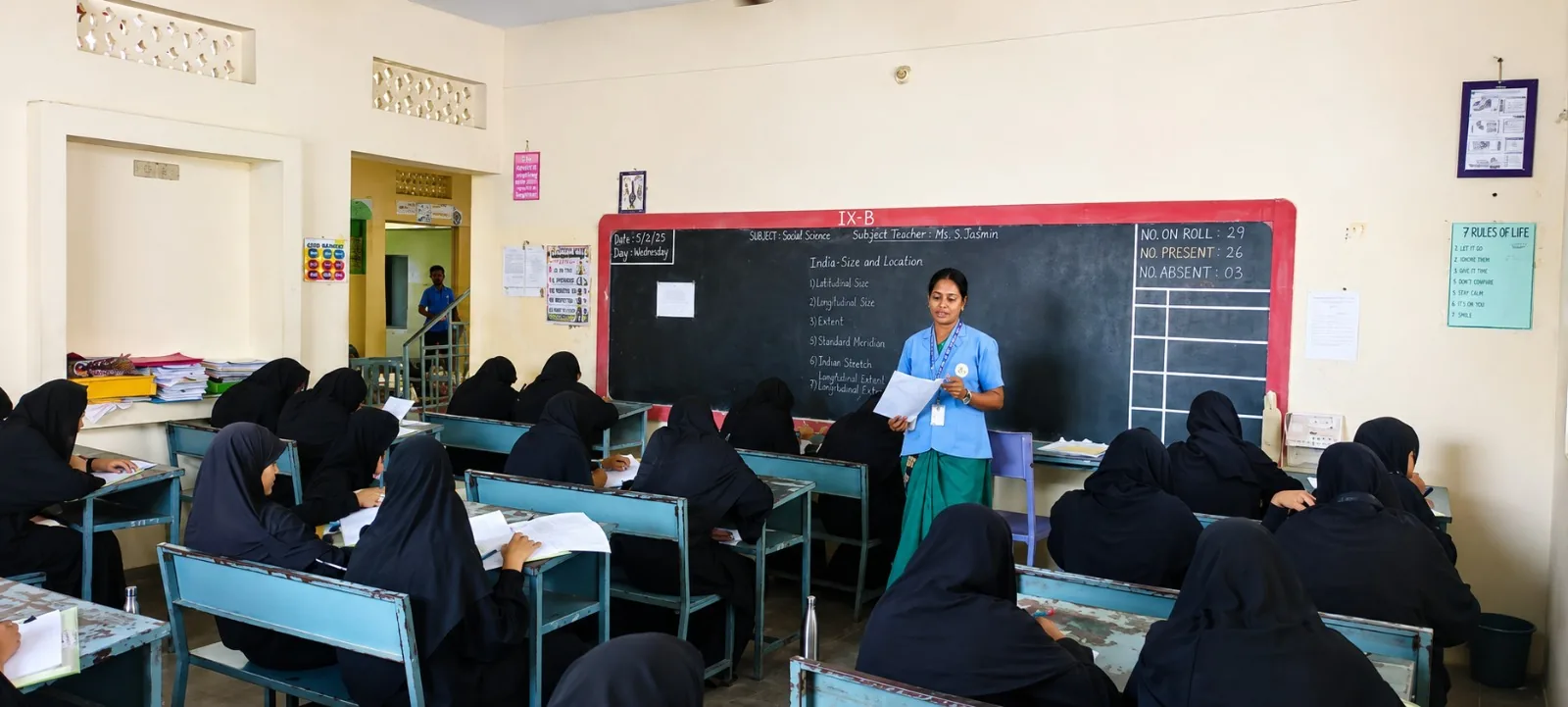 Teacher supporting students in a Crescent classroom