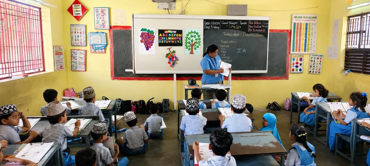 Crescent students working at their desks during a lesson