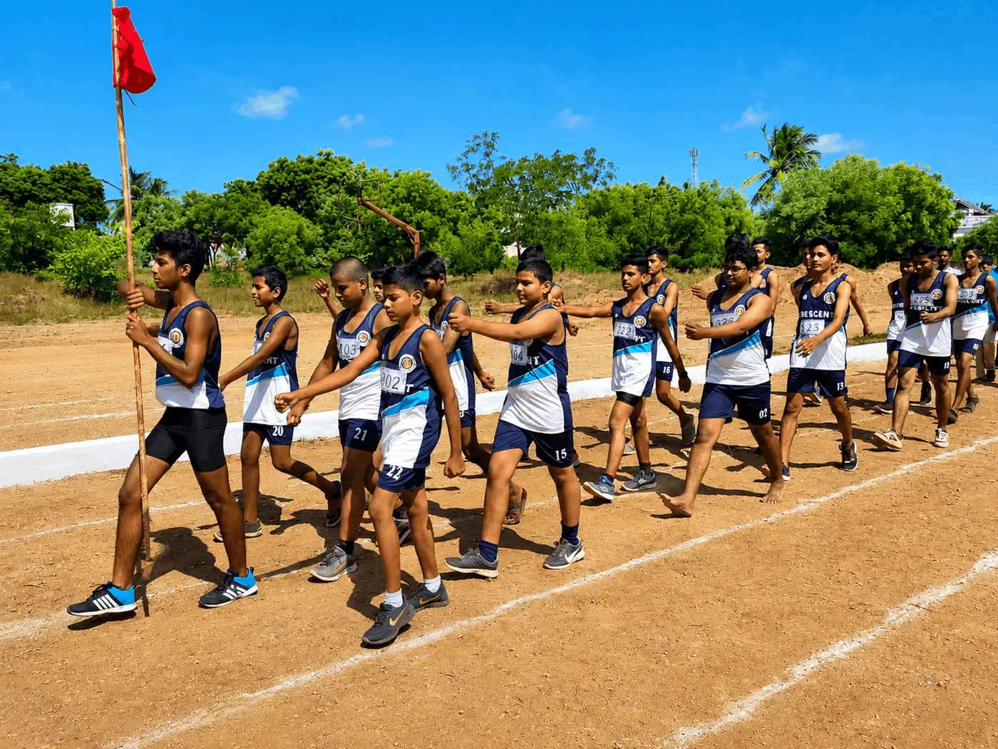 Students participating in school sports